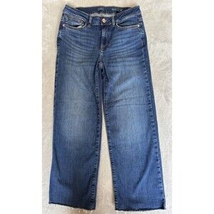 J Jill Denim High Rise Wide Leg Crop Jeans Women’s 6 Medium Wash Blue Button Fly
